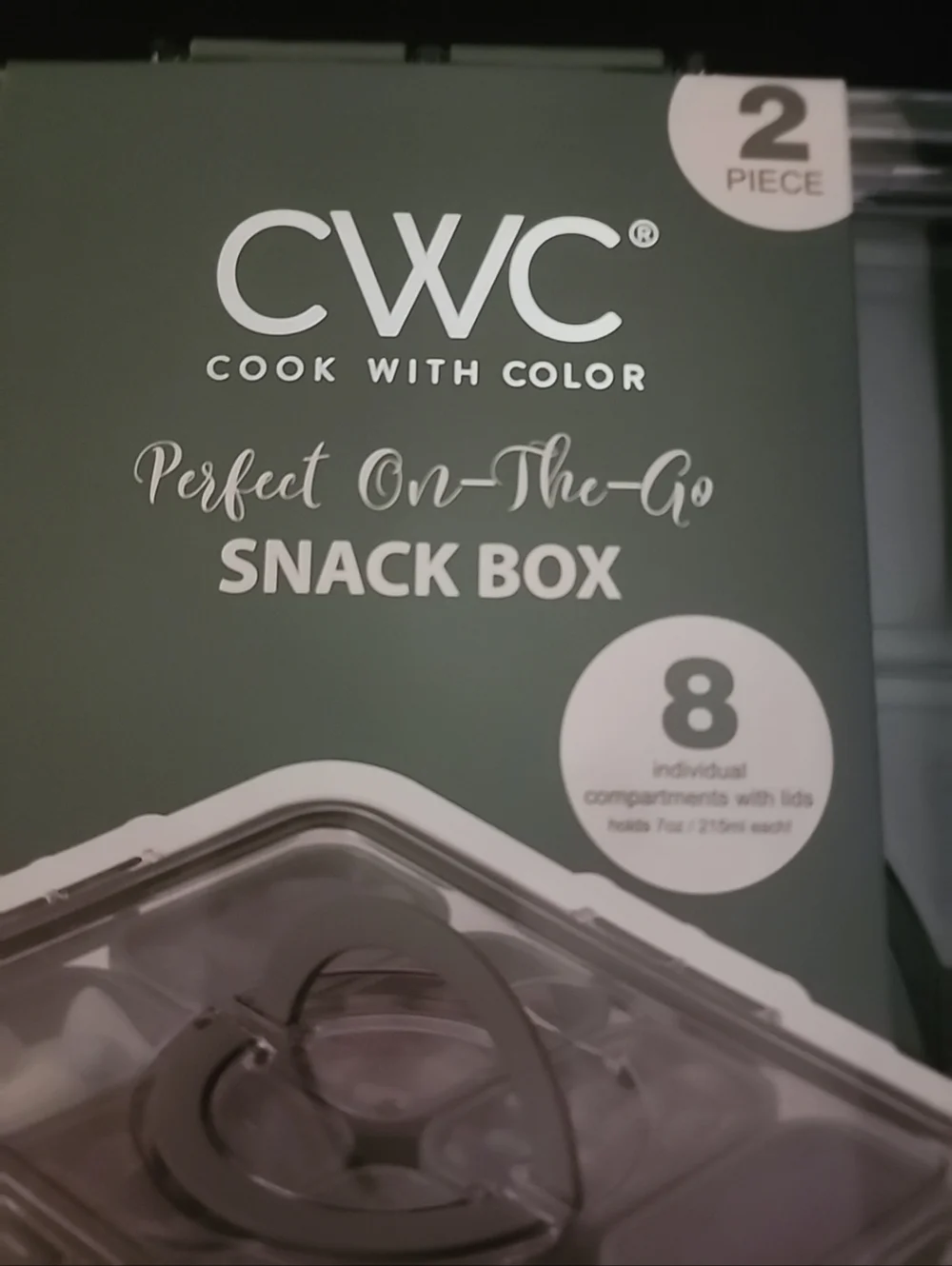New, Set of 2 Snack Box In Sleeve, Cook With Color, Green, Total 16 Compartments